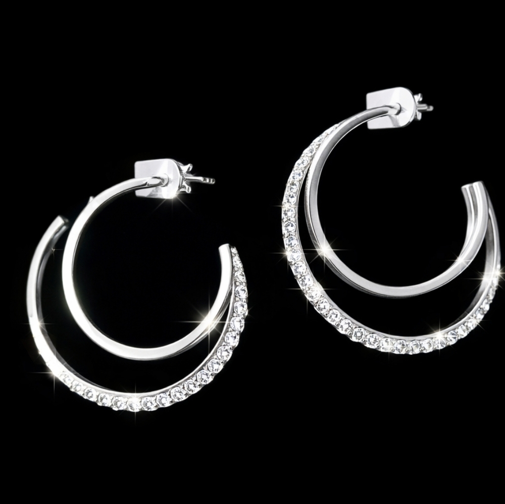SILVER CHRYSTAL EARRINGS